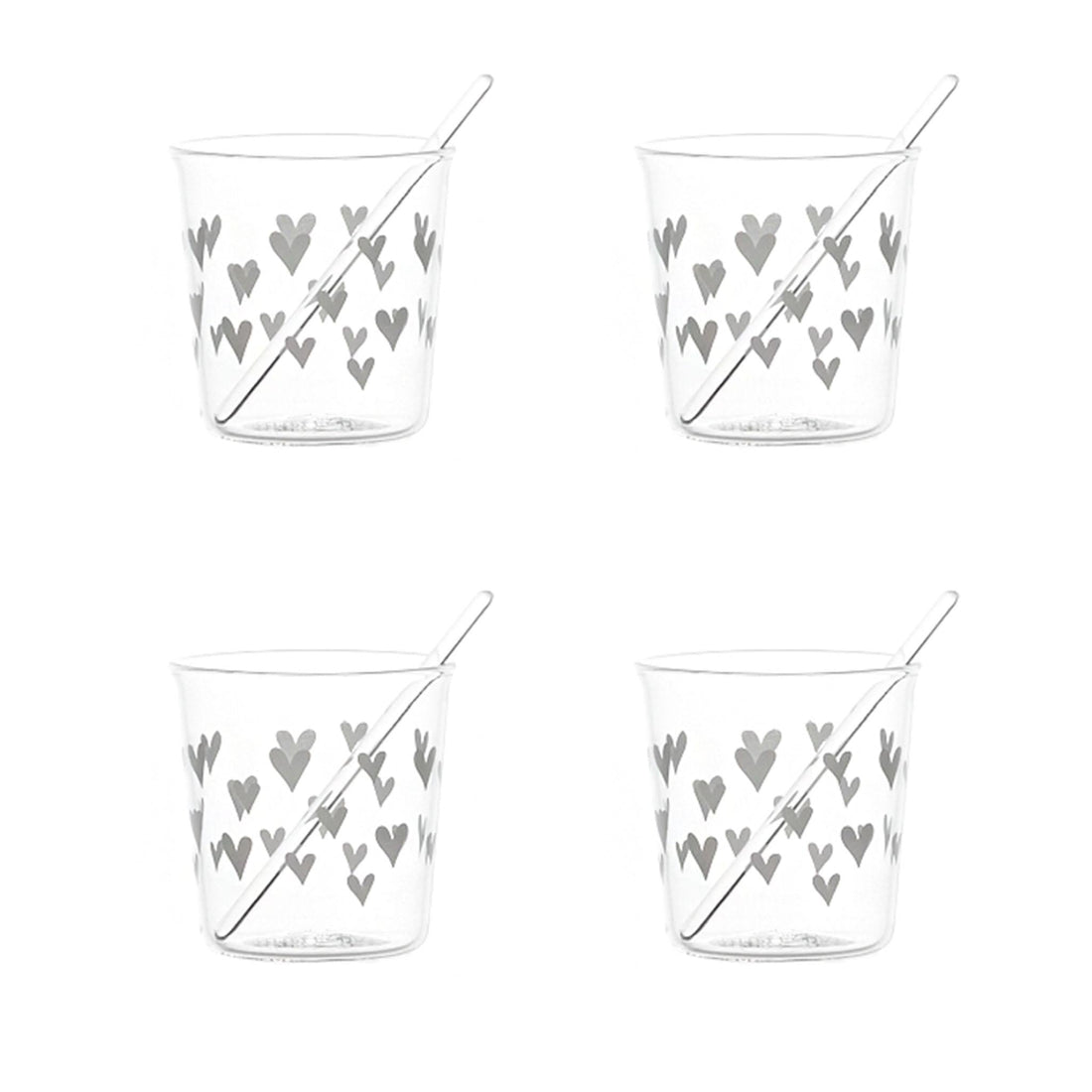 SET 4 BICCH. ESPRESSO TAPP. CUORI BIANCO