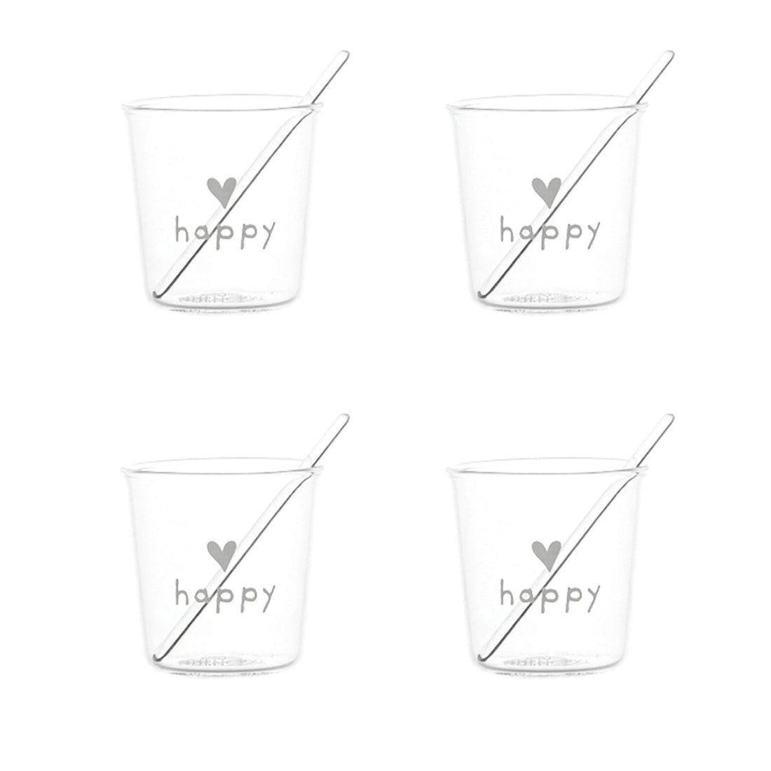 SET 4 BICCH. ESPRESSO HAPPY BIANCO