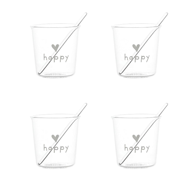 SET 4 BICCH. ESPRESSO HAPPY BIANCO