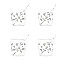 SET 4 BICCH. ESPRESSO TAPP. CUORI BIANCO